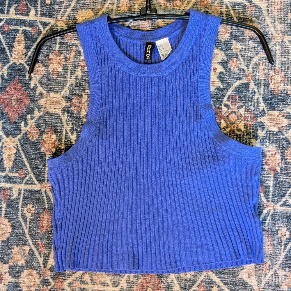 Divided Ribbed Sleeveless Top